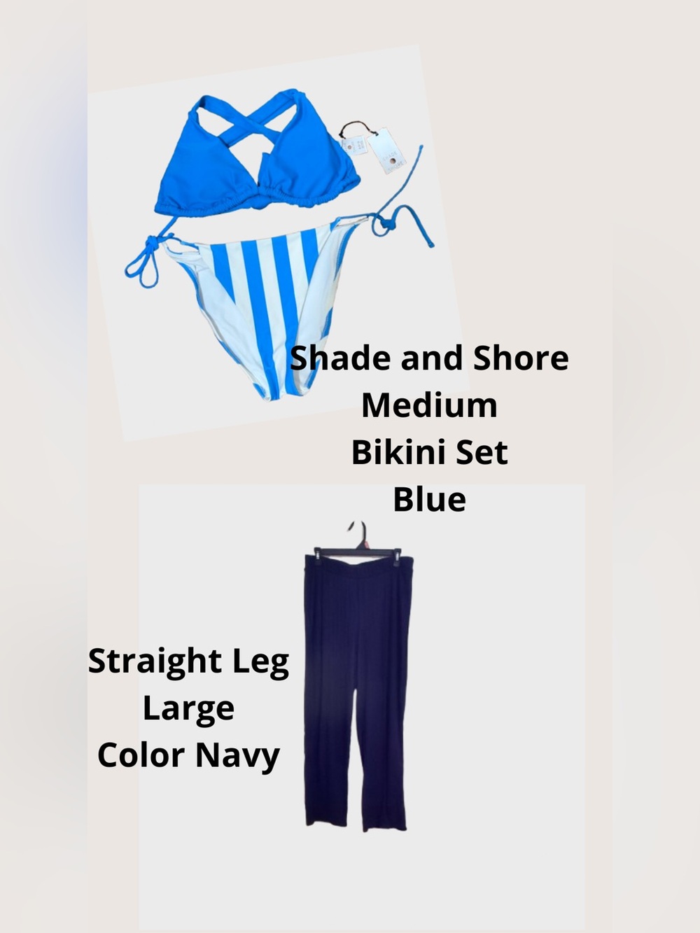 Shade & Shore Blue Striped Triangle Bikini Set